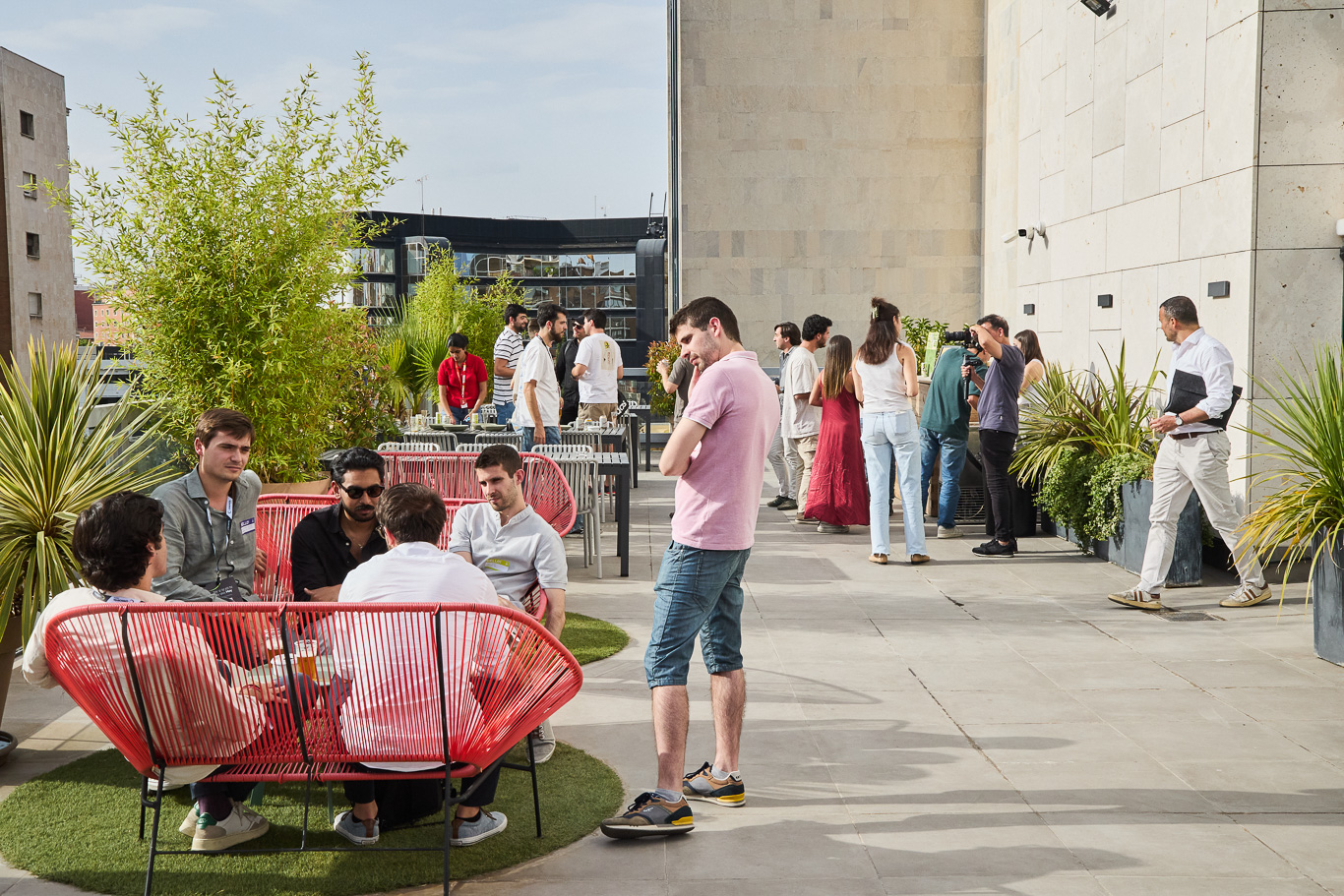 Terrace and networking in coworking spaces in Madrid